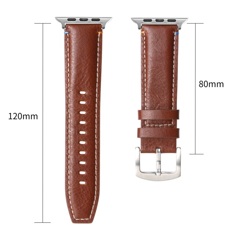 Stitched Genuine Leather Watch Band, For Apple Watch 46mm / 49mm / 45mm / 44mm, For Apple Watch 42mm / 41mm / 40mm / 38mm