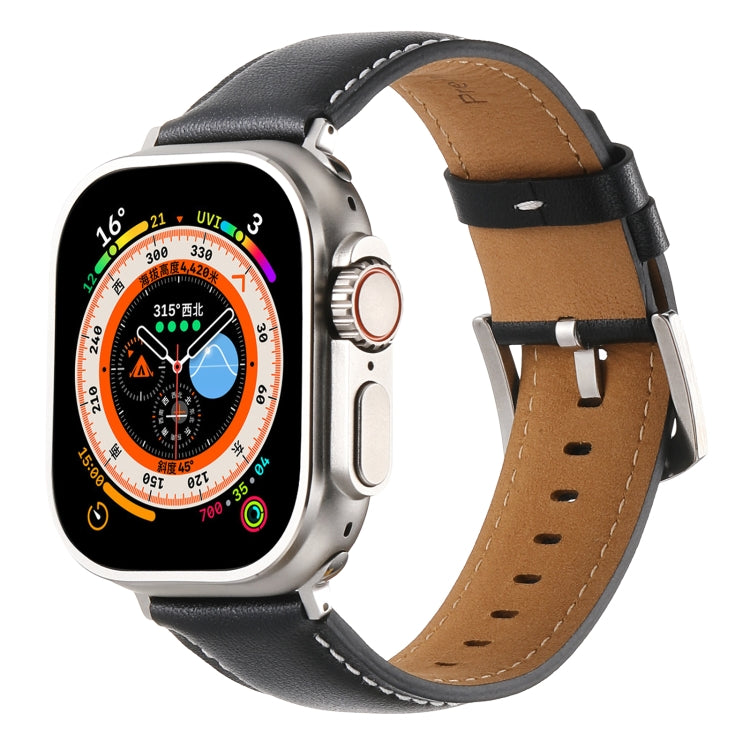 Plain Genuine Leather Watch Band, For Apple Watch 46mm / 49mm / 45mm / 44mm, For Apple Watch 42mm / 41mm / 40mm / 38mm