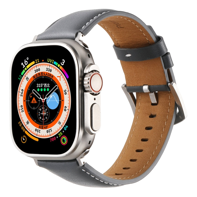 Plain Genuine Leather Watch Band, For Apple Watch 46mm / 49mm / 45mm / 44mm, For Apple Watch 42mm / 41mm / 40mm / 38mm