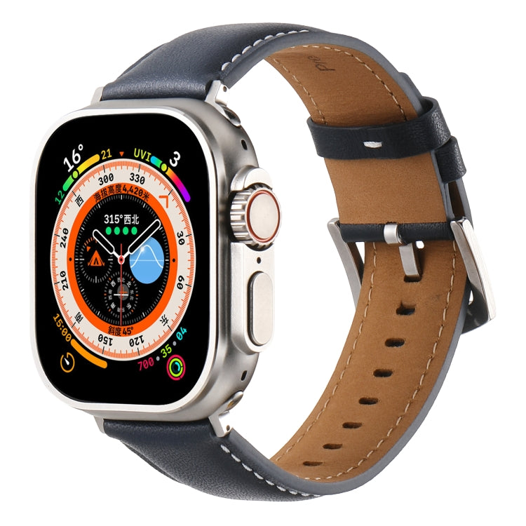 Plain Genuine Leather Watch Band, For Apple Watch 46mm / 49mm / 45mm / 44mm, For Apple Watch 42mm / 41mm / 40mm / 38mm