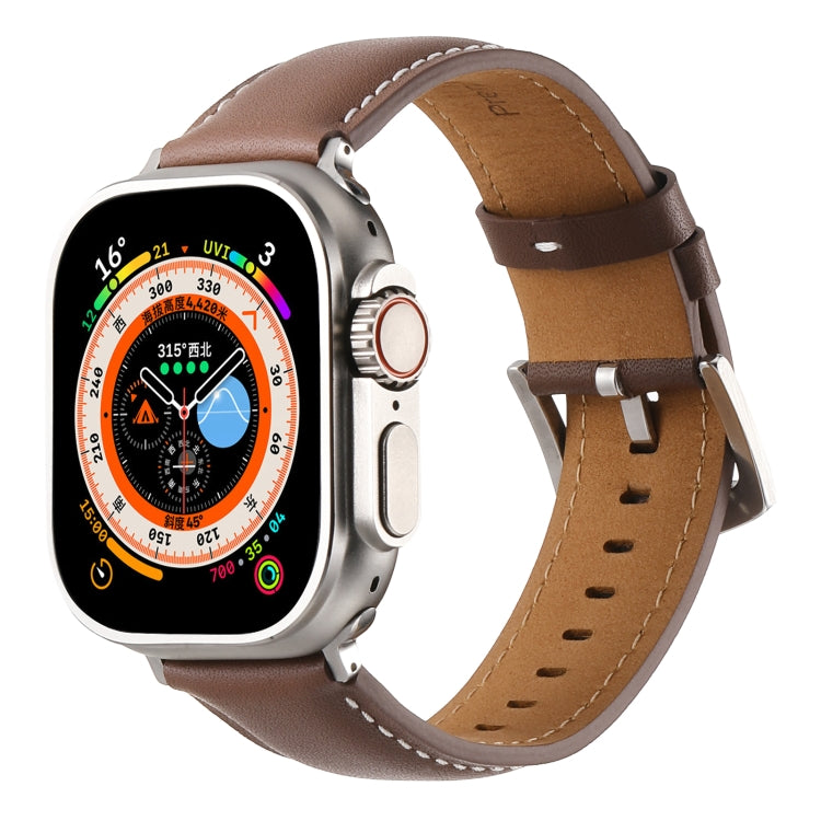 Plain Genuine Leather Watch Band, For Apple Watch 46mm / 49mm / 45mm / 44mm, For Apple Watch 42mm / 41mm / 40mm / 38mm