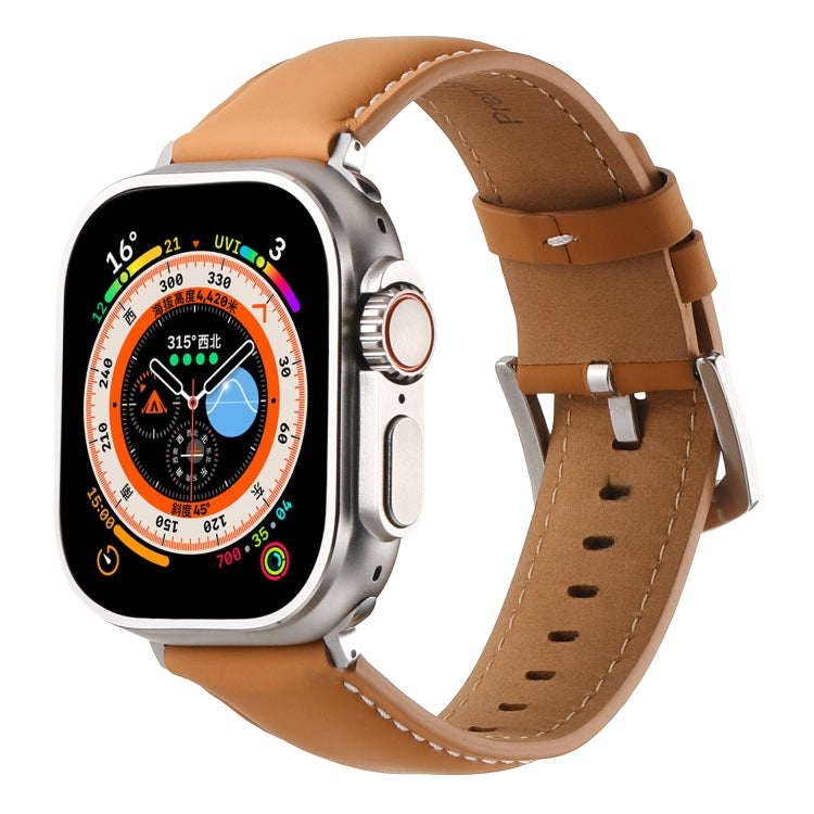 Plain Genuine Leather Watch Band, For Apple Watch 46mm / 49mm / 45mm / 44mm, For Apple Watch 42mm / 41mm / 40mm / 38mm