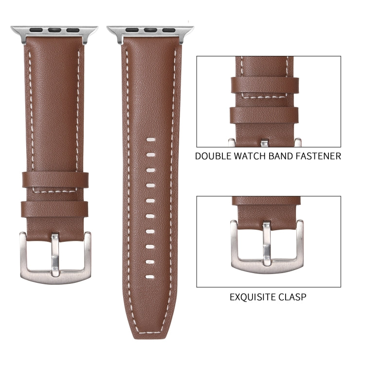 Plain Genuine Leather Watch Band, For Apple Watch 46mm / 49mm / 45mm / 44mm, For Apple Watch 42mm / 41mm / 40mm / 38mm