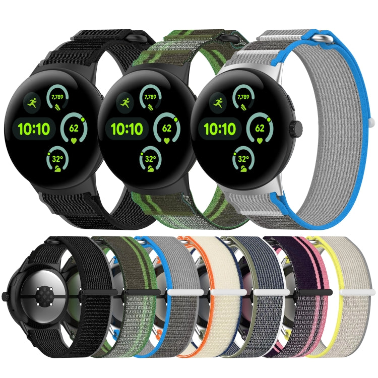 Nylon Woven Hook and Loop Fastener Watch Band, For Google Pixel Watch 3 45mm, For Google Pixel Watch 3 41mm