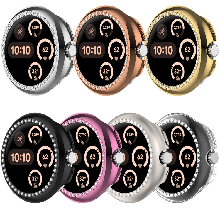 Diamond Electroplated PC Half Coverage Watch Protective Case, For Google Pixel Watch 3 45mm, For Google Pixel Watch