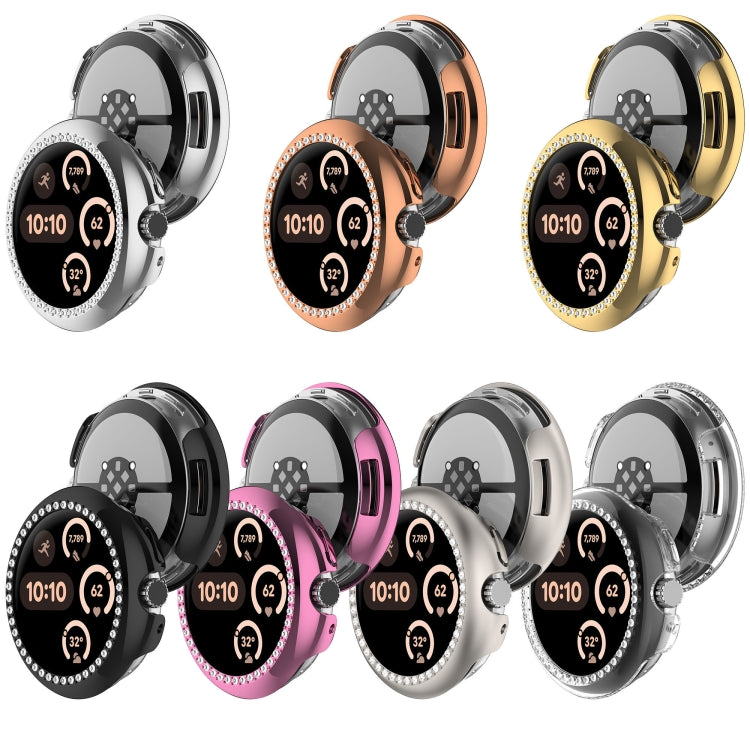 Diamond Electroplated PC Half Coverage Watch Protective Case, For Google Pixel Watch 3 45mm, For Google Pixel Watch