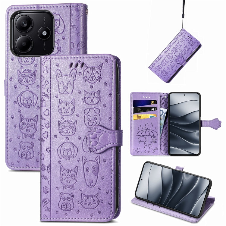 Cat and Dog Embossed Leather Phone Case