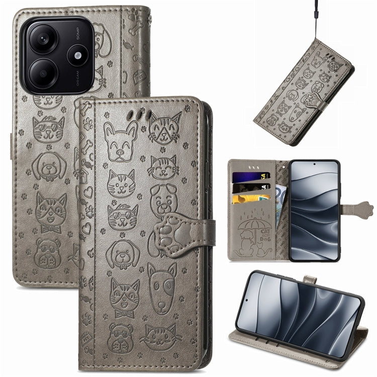 Cat and Dog Embossed Leather Phone Case, For Xiaomi 15 Pro, For Xiaomi 15, For Xiaomi Redmi Note 14 5G, For Xiaomi Redmi Note 14 Pro+ 5G