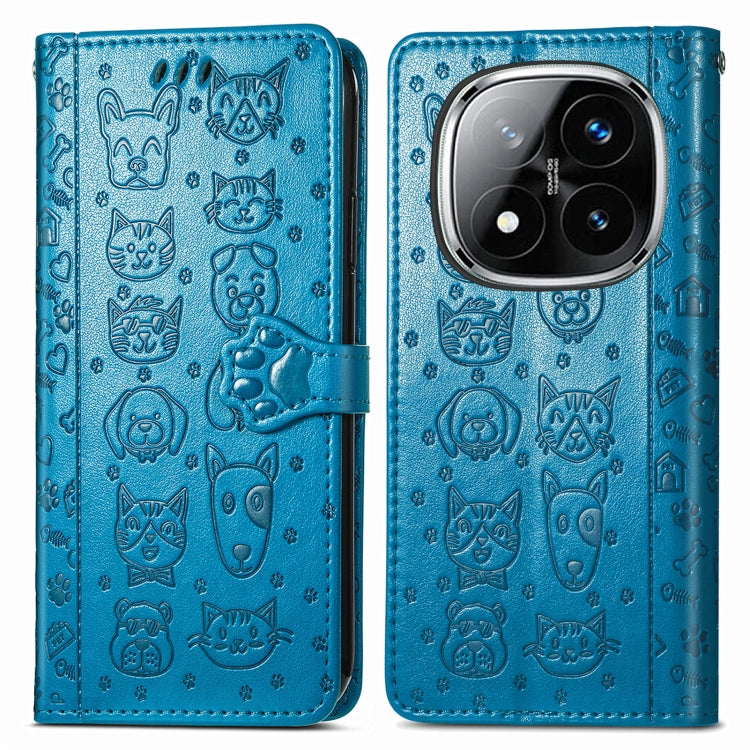 Cat and Dog Embossed Leather Phone Case, For Xiaomi Redmi Note 14 Pro 5G