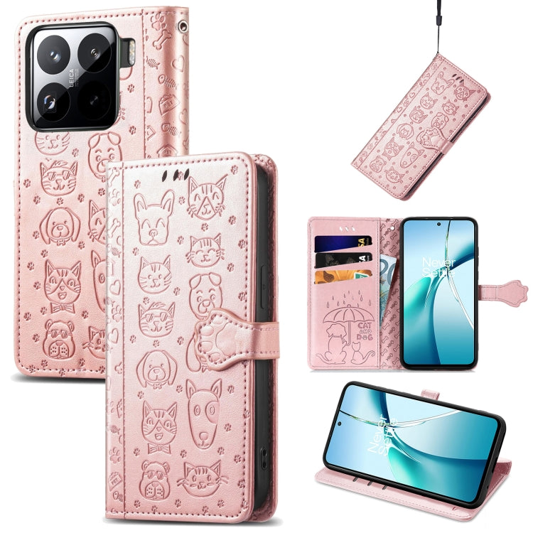 Cat and Dog Embossed Leather Phone Case, For Xiaomi 15 Pro, For Xiaomi 15, For Xiaomi Redmi Note 14 5G, For Xiaomi Redmi Note 14 Pro+ 5G