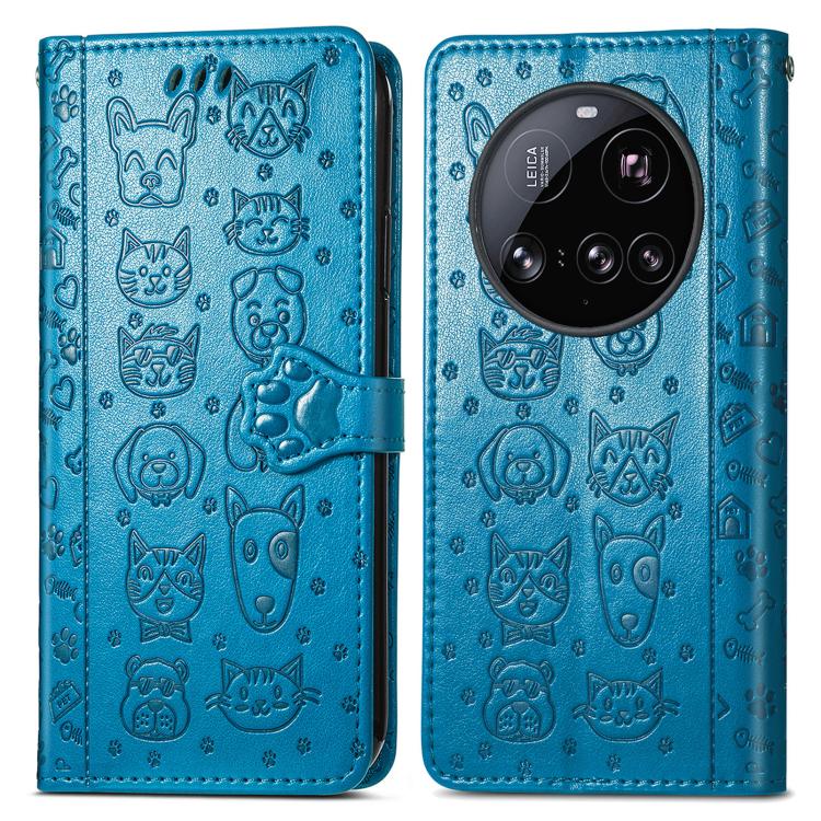 Cat and Dog Embossed Leather Phone Case