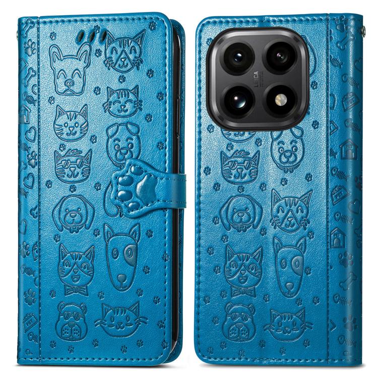 Cat and Dog Embossed Leather Phone Case, For Xiaomi 15T, For Xiaomi 15 Ultra, For Xiaomi 15 Pro
