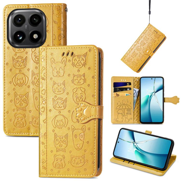 Cat and Dog Embossed Leather Phone Case, For Xiaomi 15T, For Xiaomi 15 Ultra, For Xiaomi 15 Pro