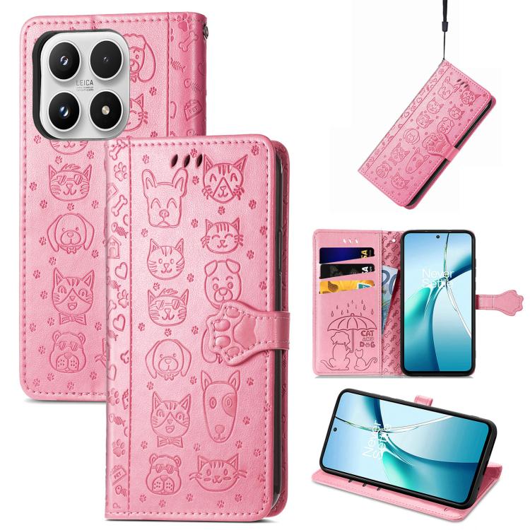 Cat and Dog Embossed Leather Phone Case, For Xiaomi 17 Pro Max, For Xiaomi 17 Pro, For Xiaomi 17