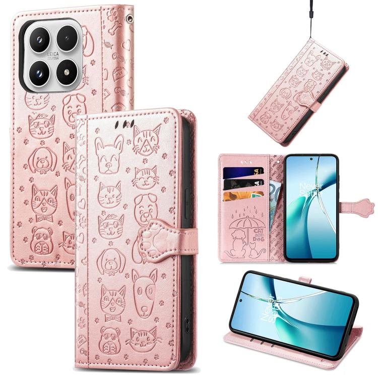 Cat and Dog Embossed Leather Phone Case, For Xiaomi 17 Pro Max, For Xiaomi 17 Pro, For Xiaomi 17