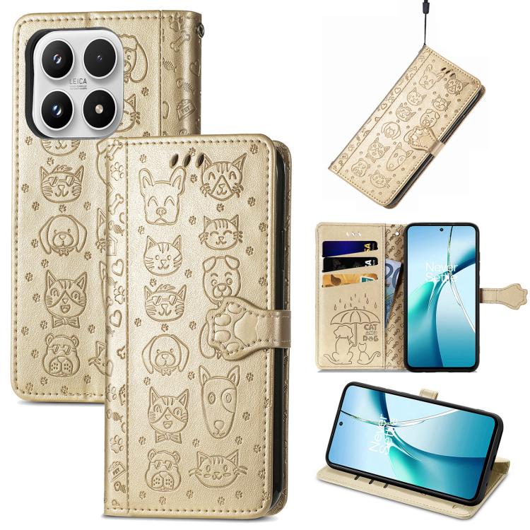 Cat and Dog Embossed Leather Phone Case, For Xiaomi 17 Pro Max, For Xiaomi 17 Pro, For Xiaomi 17