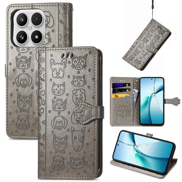 Cat and Dog Embossed Leather Phone Case, For Xiaomi 17 Pro Max, For Xiaomi 17 Pro, For Xiaomi 17