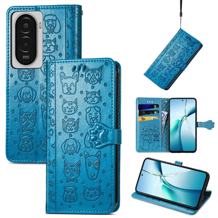 Cat and Dog Embossed Leather Phone Case, For Xiaomi Poco M7 4G 169mm, For Redmi 15C 5G / 4G Global 171mm, For Xiaomi 15T Pro