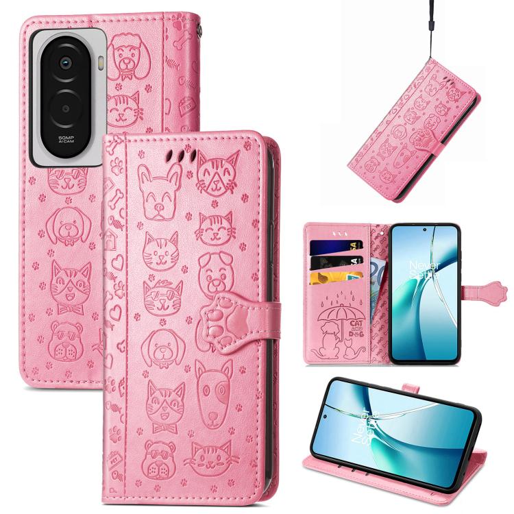 Cat and Dog Embossed Leather Phone Case, For Xiaomi Poco M7 4G 169mm, For Redmi 15C 5G / 4G Global 171mm, For Xiaomi 15T Pro