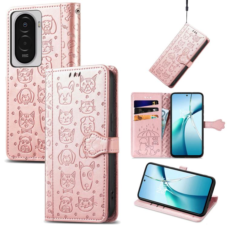 Cat and Dog Embossed Leather Phone Case, For Xiaomi Poco M7 4G 169mm, For Redmi 15C 5G / 4G Global 171mm, For Xiaomi 15T Pro