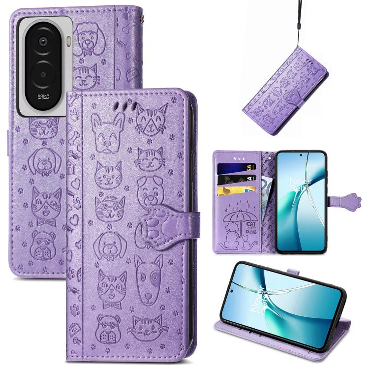 Cat and Dog Embossed Leather Phone Case, For Xiaomi Poco M7 4G 169mm, For Redmi 15C 5G / 4G Global 171mm, For Xiaomi 15T Pro