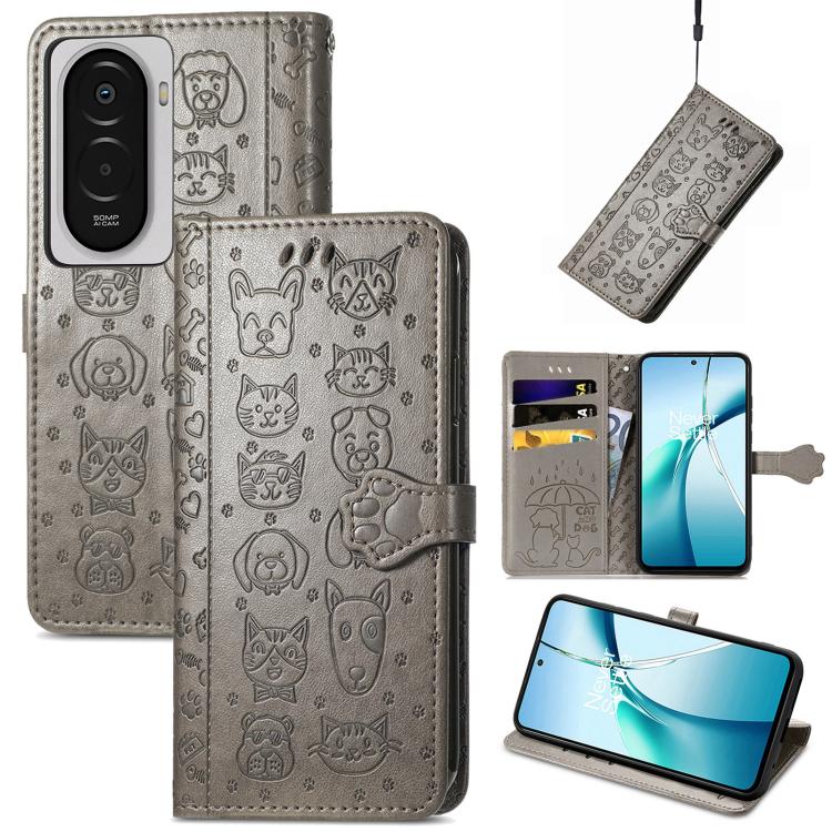 Cat and Dog Embossed Leather Phone Case, For Xiaomi Poco M7 4G 169mm, For Redmi 15C 5G / 4G Global 171mm, For Xiaomi 15T Pro
