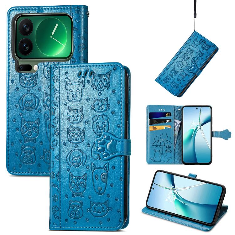 Cat and Dog Embossed Leather Phone Case, For Xiaomi 17 Pro Max, For Xiaomi 17 Pro, For Xiaomi 17