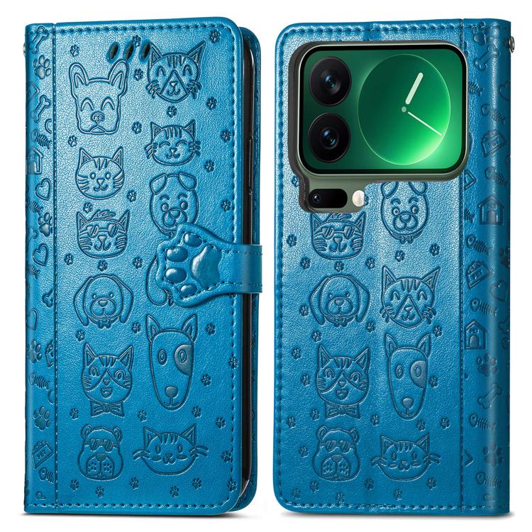 Cat and Dog Embossed Leather Phone Case, For Xiaomi 17 Pro Max, For Xiaomi 17 Pro, For Xiaomi 17