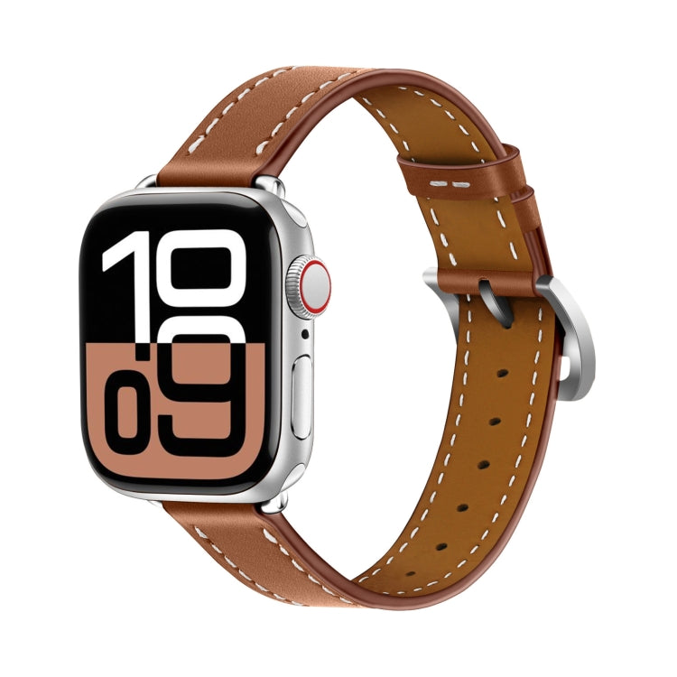 Classic Connector Buckle Slim Cow Real Leather Watch Band, For Apple Watch 46mm / 49mm / 45mm / 44mm, For Apple Watch 42mm / 41mm / 40mm / 38mm