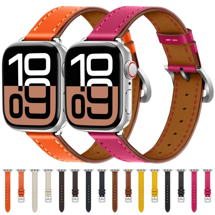 Classic Connector Buckle Slim Cow Real Leather Watch Band, For Apple Watch 46mm / 49mm / 45mm / 44mm, For Apple Watch 42mm / 41mm / 40mm / 38mm