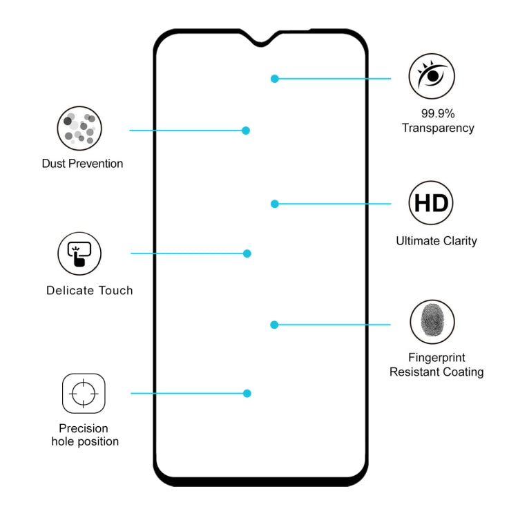 ENKAY Hat-prince Full Glue 0.26mm 9H 2.5D Tempered Glass Full Coverage Film for, For Redmi Note 8 Pro, For Huawei Nova 5i Pro, For OPPO Realme X, For OPPO Reno Z, For OPPO Reno 10x zoom, For OPPO Reno, For VIVO X27 Pro, For VIVO X27