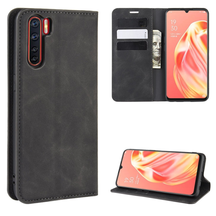 For OPPO A91 Retro-skin Business Magnetic Suction Horizontal Flip PU Leather Case with Holder & Card Slots & Wallet, For OPPO A91