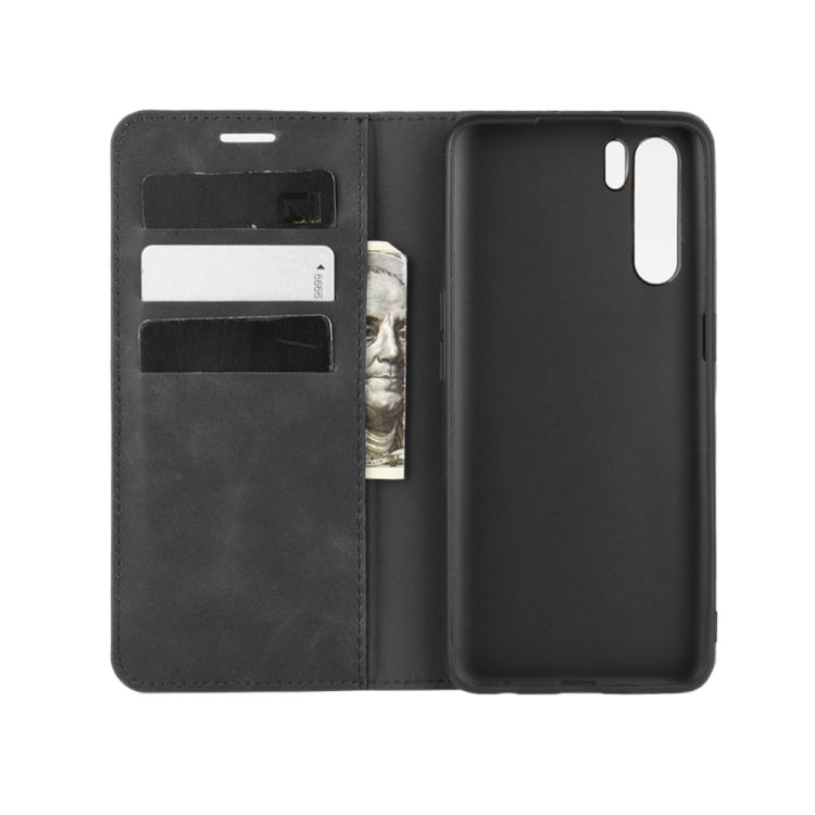 For OPPO A91 Retro-skin Business Magnetic Suction Horizontal Flip PU Leather Case with Holder & Card Slots & Wallet, For OPPO A91