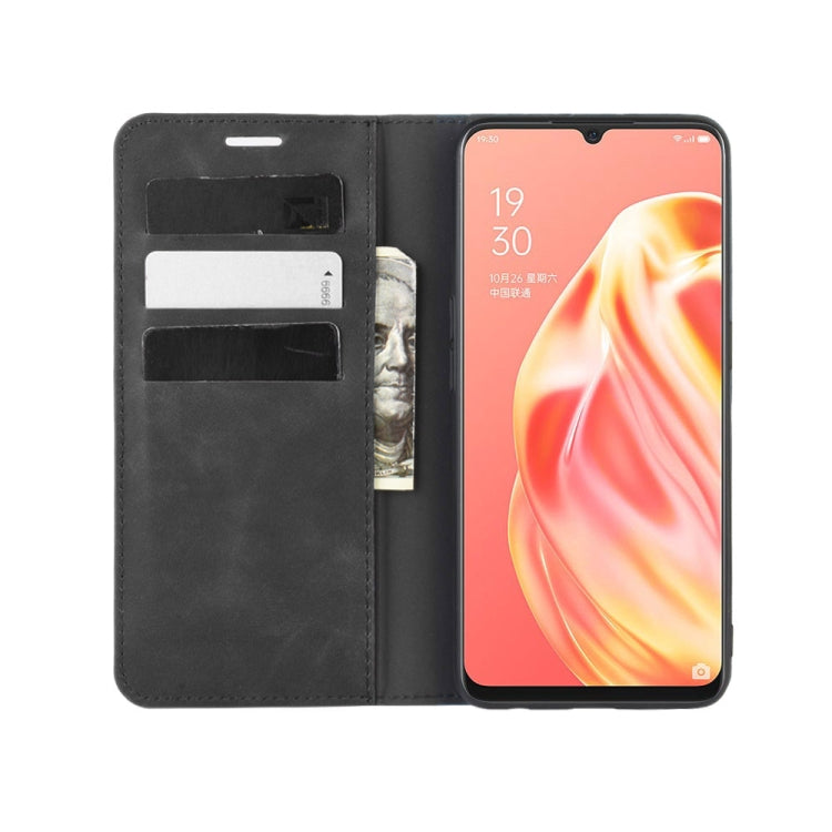 For OPPO A91 Retro-skin Business Magnetic Suction Horizontal Flip PU Leather Case with Holder & Card Slots & Wallet, For OPPO A91