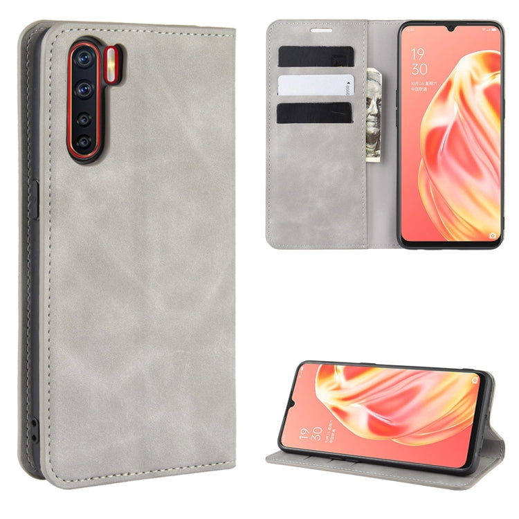 For OPPO A91 Retro-skin Business Magnetic Suction Horizontal Flip PU Leather Case with Holder & Card Slots & Wallet, For OPPO A91