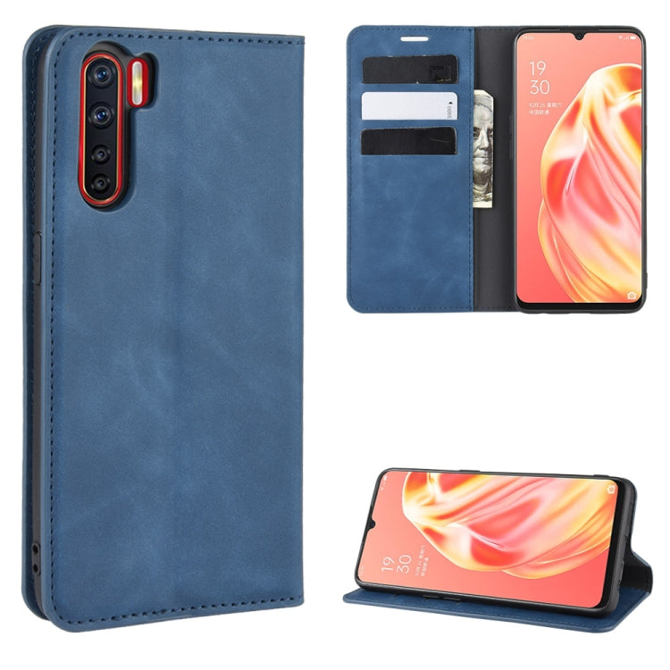 For OPPO A91 Retro-skin Business Magnetic Suction Horizontal Flip PU Leather Case with Holder & Card Slots & Wallet, For OPPO A91