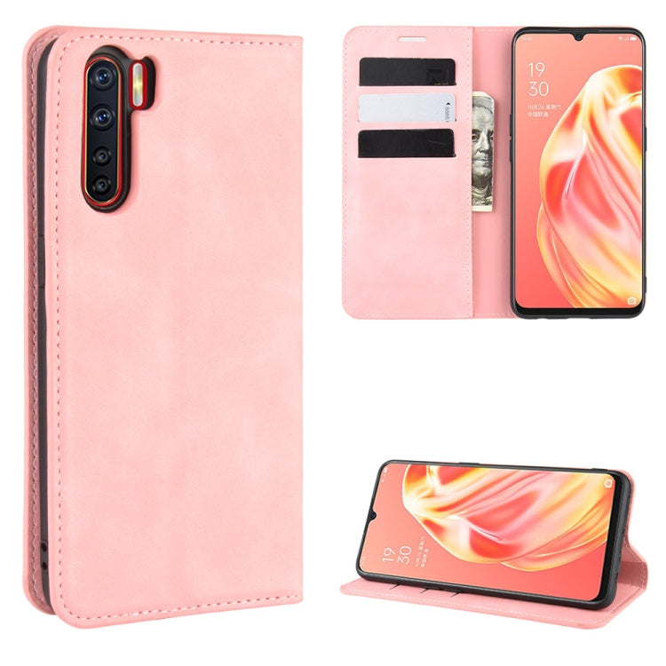 For OPPO A91 Retro-skin Business Magnetic Suction Horizontal Flip PU Leather Case with Holder & Card Slots & Wallet, For OPPO A91