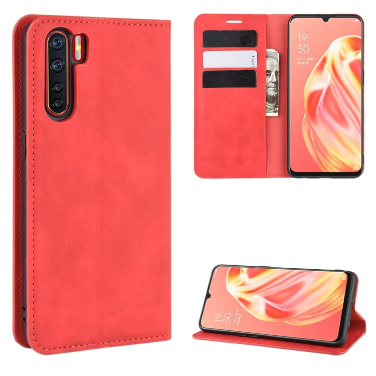 For OPPO A91 Retro-skin Business Magnetic Suction Horizontal Flip PU Leather Case with Holder & Card Slots & Wallet, For OPPO A91