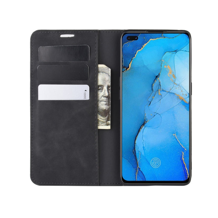 For Oppo Reno3 Pro Retro-skin Business Magnetic Suction Leather Case with Holder & Card Slots & Wallet, For OPPO Reno3 Pro