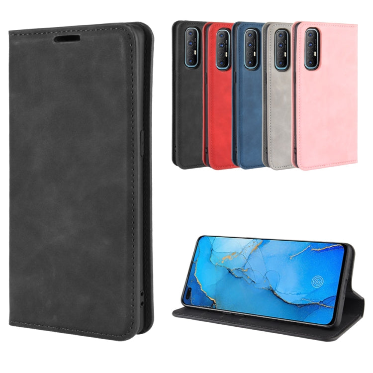 For Oppo Reno3 Pro Retro-skin Business Magnetic Suction Leather Case with Holder & Card Slots & Wallet, For OPPO Reno3 Pro