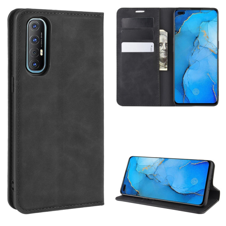 For Oppo Reno3 Pro Retro-skin Business Magnetic Suction Leather Case with Holder & Card Slots & Wallet, For OPPO Reno3 Pro