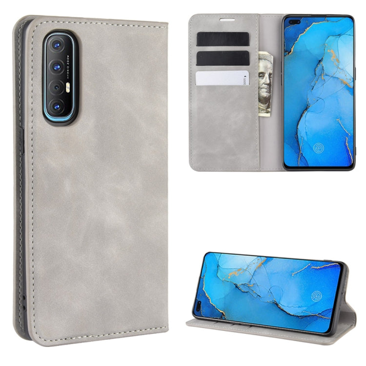 For Oppo Reno3 Pro Retro-skin Business Magnetic Suction Leather Case with Holder & Card Slots & Wallet, For OPPO Reno3 Pro