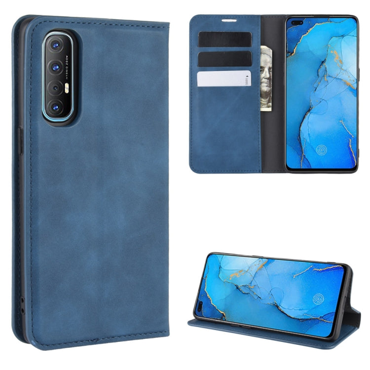 For Oppo Reno3 Pro Retro-skin Business Magnetic Suction Leather Case with Holder & Card Slots & Wallet, For OPPO Reno3 Pro