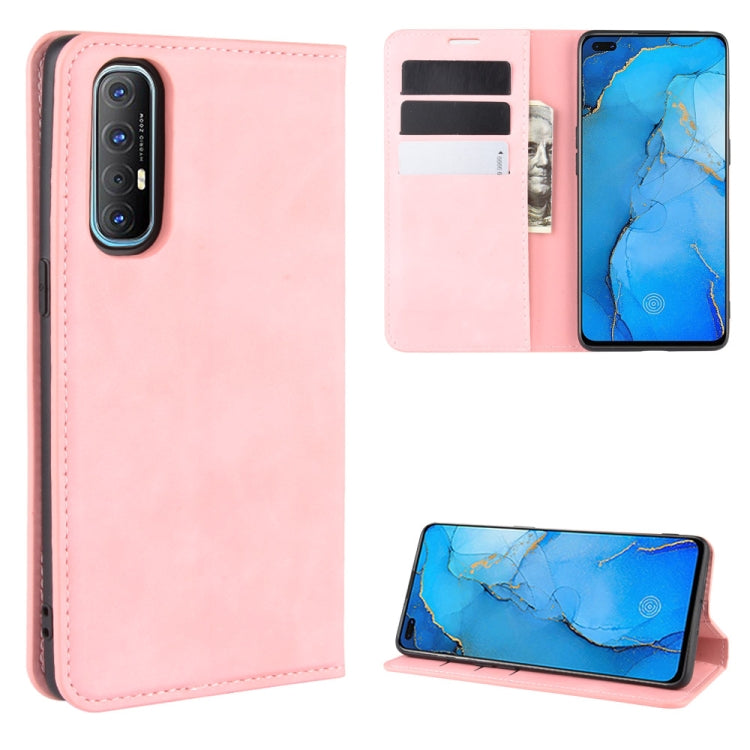 For Oppo Reno3 Pro Retro-skin Business Magnetic Suction Leather Case with Holder & Card Slots & Wallet, For OPPO Reno3 Pro