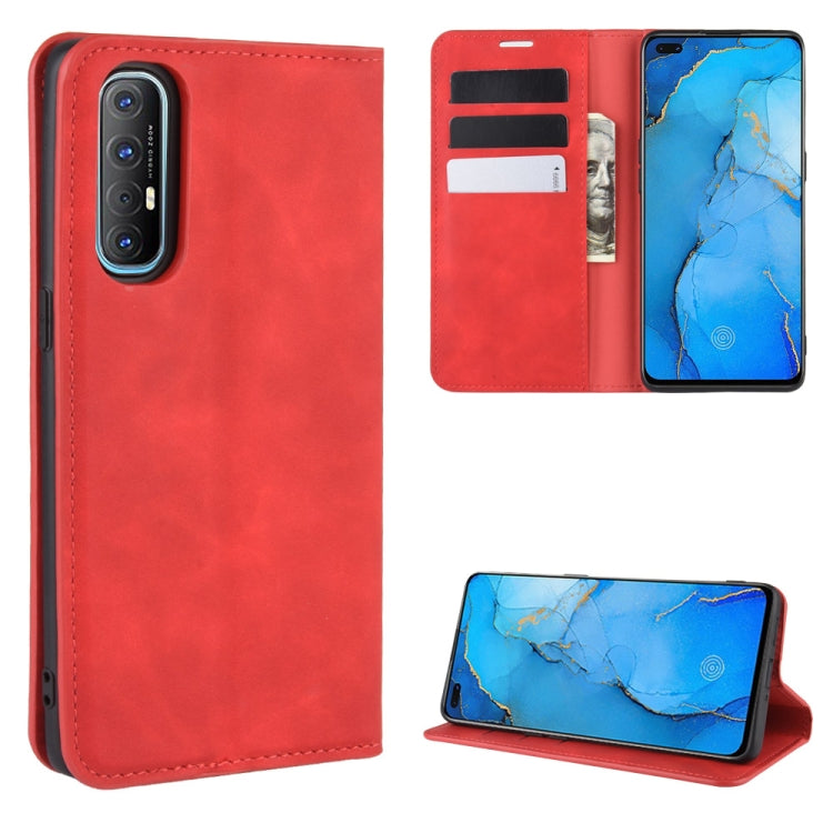 For Oppo Reno3 Pro Retro-skin Business Magnetic Suction Leather Case with Holder & Card Slots & Wallet, For OPPO Reno3 Pro