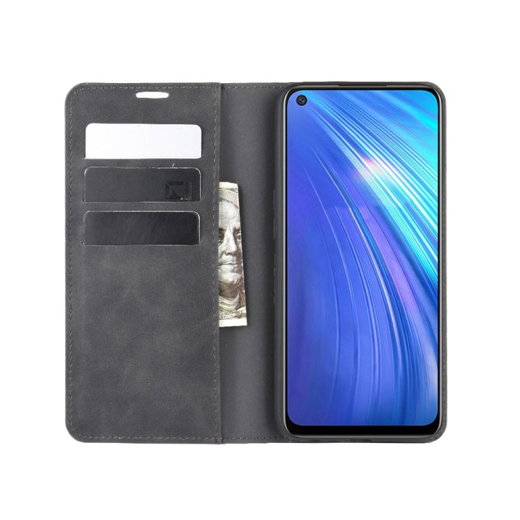 For OPPO Realme 6 Retro-skin Business Magnetic Suction Leather Case with Holder & Card Slots & Wallet, For OPPO Realme 6