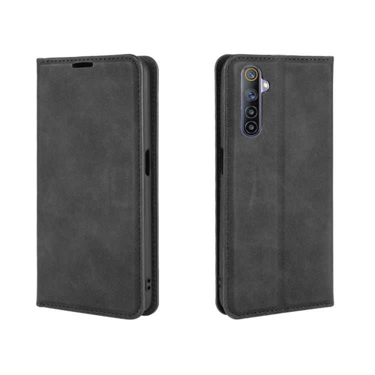 For OPPO Realme 6 Retro-skin Business Magnetic Suction Leather Case with Holder & Card Slots & Wallet, For OPPO Realme 6