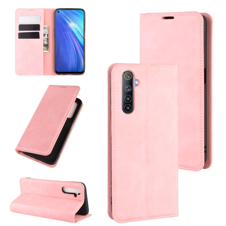 For OPPO Realme 6 Retro-skin Business Magnetic Suction Leather Case with Holder & Card Slots & Wallet, For OPPO Realme 6