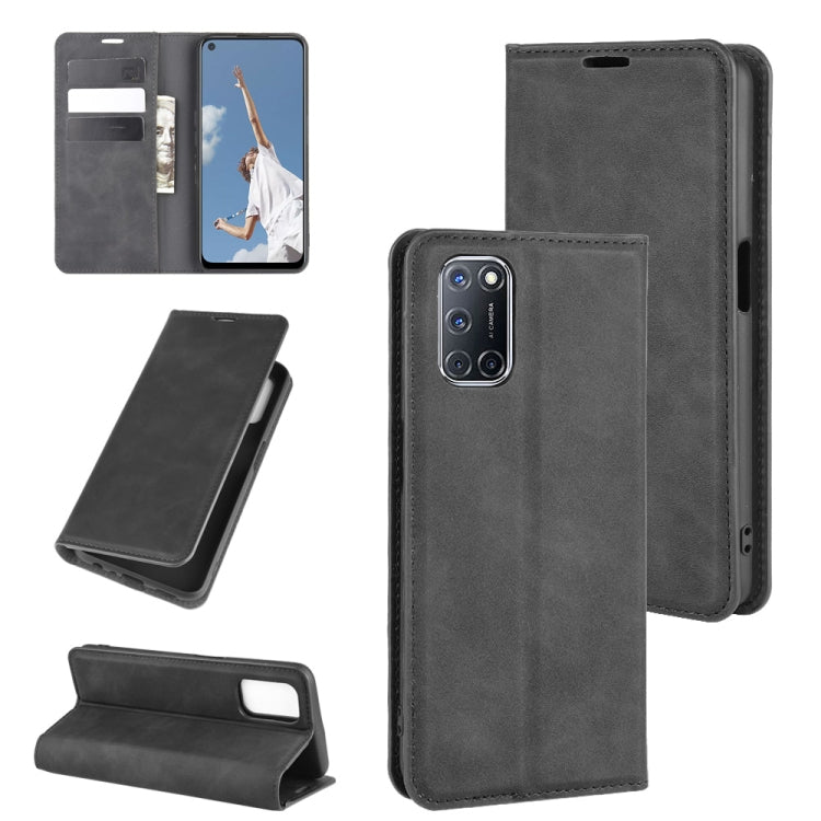 For OPPO A72 Retro-skin Business Magnetic Suction Leather Case with Holder &amp; Card Slots &amp; Wallet, For OPPO A72
