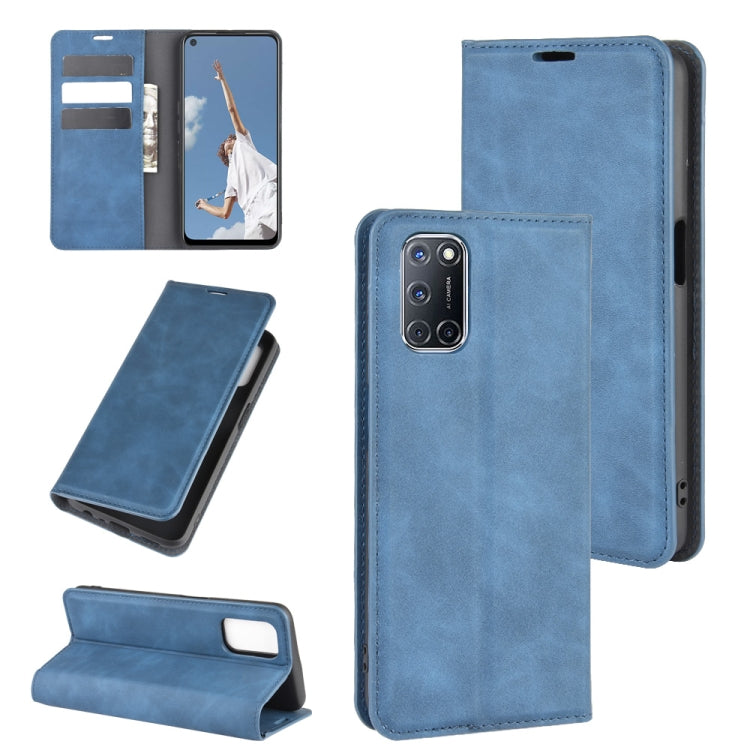 For OPPO A72 Retro-skin Business Magnetic Suction Leather Case with Holder & Card Slots & Wallet, For OPPO A72